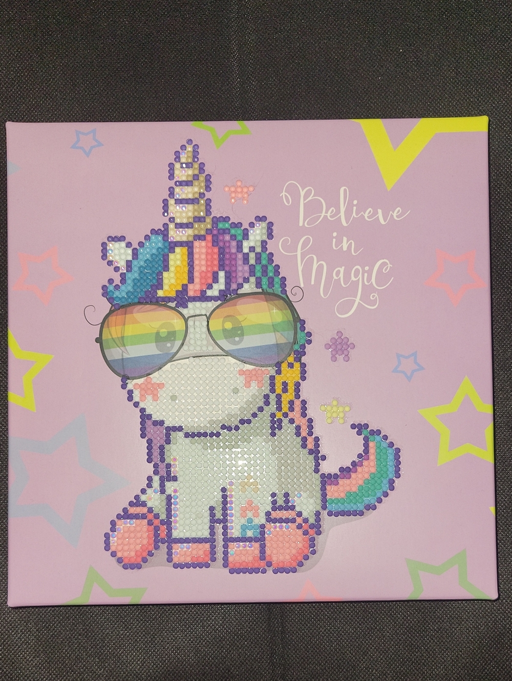 'Believe in Magic' Unicorn Diamond Art Wall Decor (Already Made)